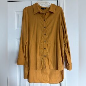 Universal Standard Dawn Hi Low Linen Blend Tunic Shirt - Saffron, US 3XS (2-4)